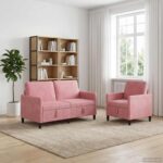 vidaXL Súprava pohovky s úložným priestorom 2 ks Ružová Polyester – Obrázok 3