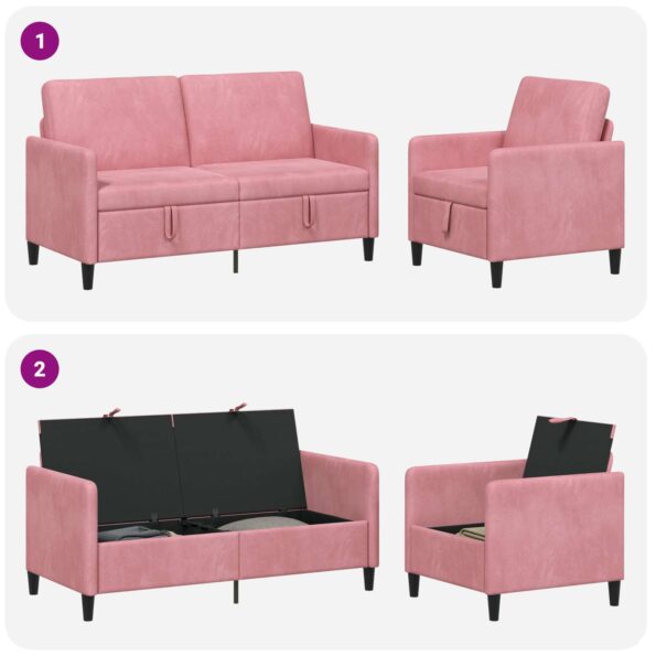 vidaXL Súprava pohovky s úložným priestorom 2 ks Ružová Polyester – Obrázok 7