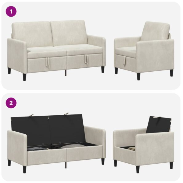 vidaXL Súprava pohovky s úložným priestorom 2 ks Krémová Polyester – Obrázok 7