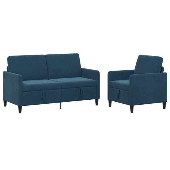 vidaXL Súprava pohovky s úložným priestorom 2 ks Modrá Polyester – Obrázok 2