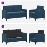 vidaXL Súprava pohovky s úložným priestorom 2 ks Modrá Polyester – Obrázok 7