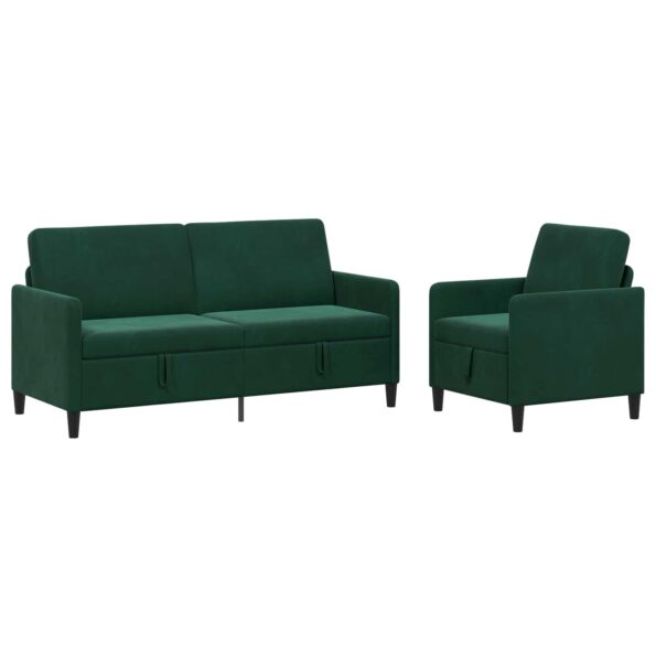 vidaXL Súprava pohovky s úložným priestorom 2 ks Tmavozelená Polyester – Obrázok 2