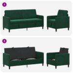 vidaXL Súprava pohovky s úložným priestorom 2 ks Tmavozelená Polyester – Obrázok 7
