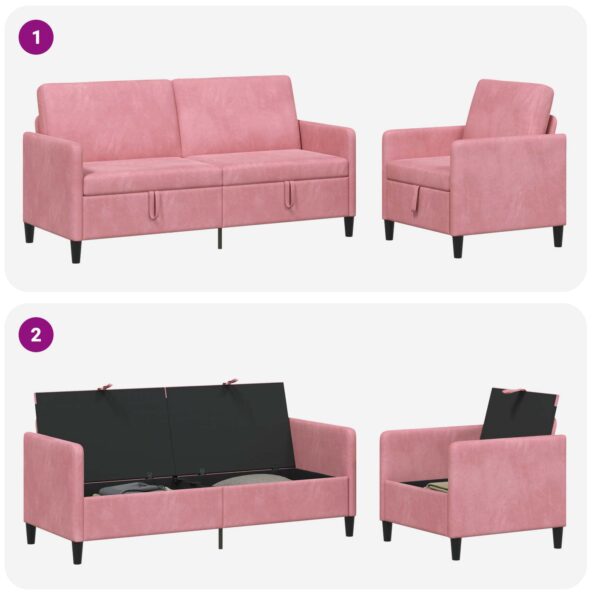 vidaXL Súprava pohovky s úložným priestorom 2 ks Ružová Polyester – Obrázok 7