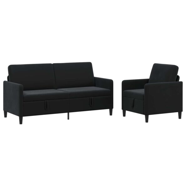 vidaXL Súprava pohovky s úložným priestorom 2 ks Čierna Polyester – Obrázok 2