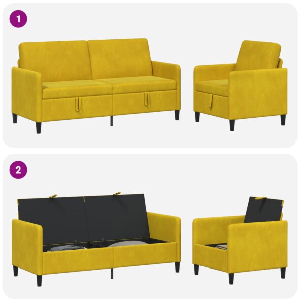 vidaXL Súprava pohovky s úložným priestorom 2 ks Žltá Polyester – Obrázok 7