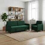vidaXL Súprava pohovky s úložným priestorom 2 ks Tmavozelená Polyester – Obrázok 3