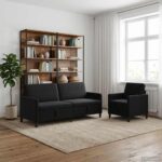 vidaXL Súprava pohovky s úložným priestorom 2 ks Čierna Polyester – Obrázok 3