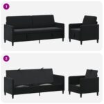 vidaXL Súprava pohovky s úložným priestorom 2 ks Čierna Polyester – Obrázok 7
