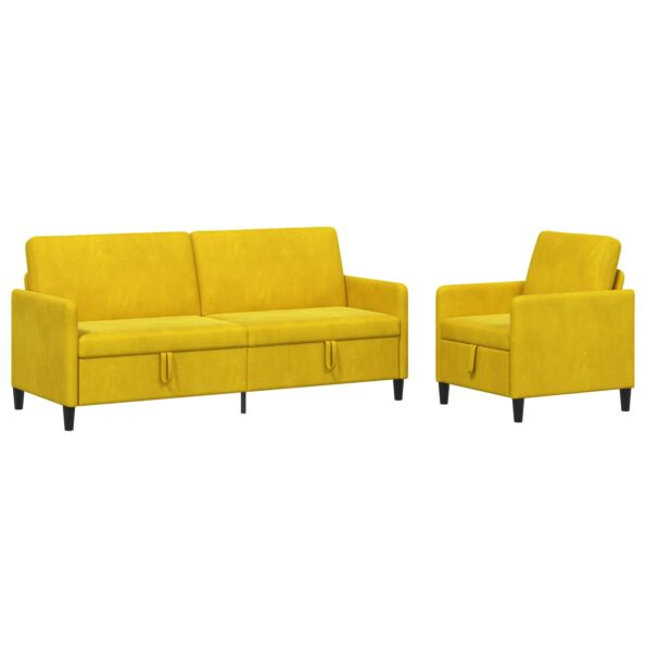 vidaXL Súprava pohovky s úložným priestorom 2 ks Žltá Polyester – Obrázok 2