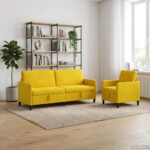 vidaXL Súprava pohovky s úložným priestorom 2 ks Žltá Polyester – Obrázok 3