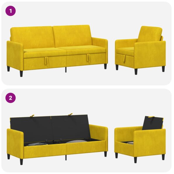vidaXL Súprava pohovky s úložným priestorom 2 ks Žltá Polyester – Obrázok 7