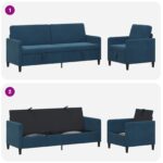 vidaXL Súprava pohovky s úložným priestorom 2 ks Modrá Polyester – Obrázok 7