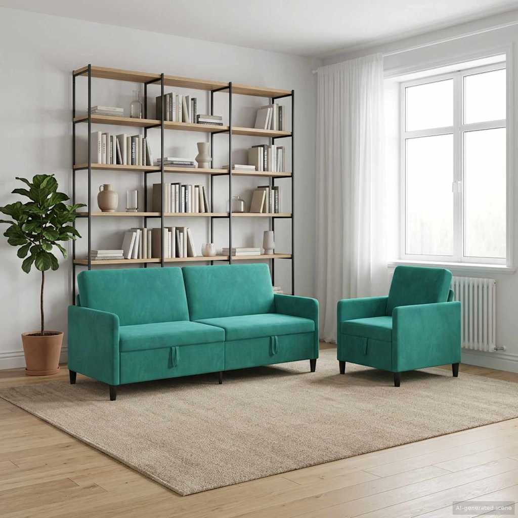 3429256_1.jpg vidaXL Súprava pohovky s úložným priestorom 2 ks Tyrkysová Polyester – Obrázok 1