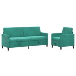 vidaXL Súprava pohovky s úložným priestorom 2 ks Tyrkysová Polyester – Obrázok 2