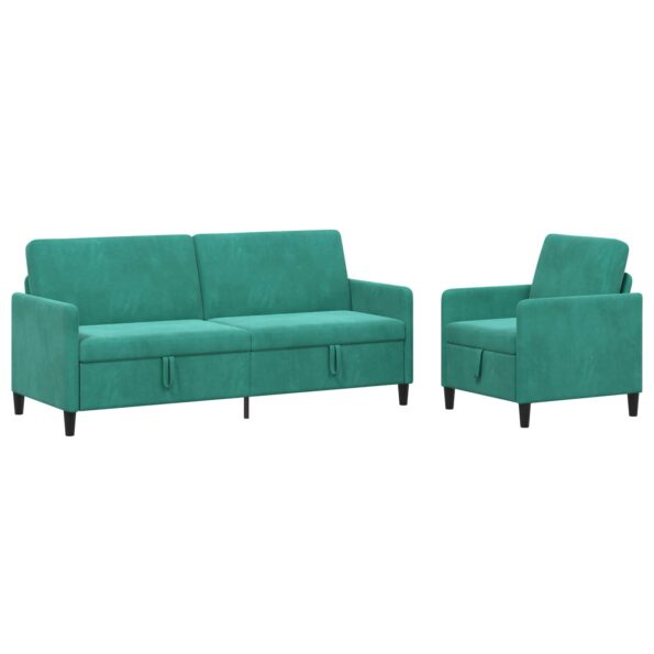 vidaXL Súprava pohovky s úložným priestorom 2 ks Tyrkysová Polyester – Obrázok 2