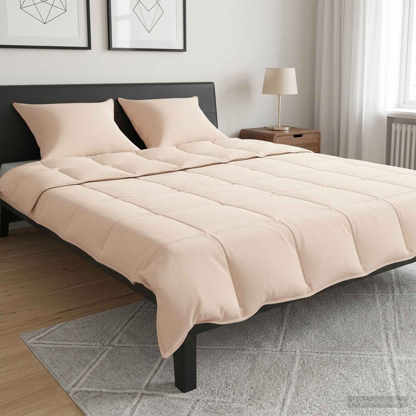 3431741_1.jpg vidaXL Sada prikrývok 2 ks 200 x 200 cm 250 gsm Prírodný kapok Béžová – Obrázok 1