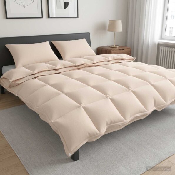 vidaXL Sada prikrývok 2 ks 200 x 220 cm Kapok a polyester Béžová – Obrázok 11