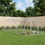 vidaXL Kurník pre kurčatá Strieborná 400 x 150 x 100 cm – Obrázok 9