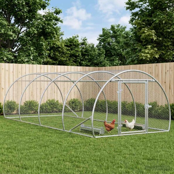 vidaXL Kurník pre kurčatá Strieborná 400 x 150 x 100 cm – Obrázok 9
