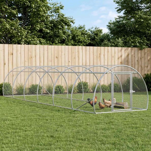 vidaXL Kurník pre kurčatá Strieborná 600 x 150 x 100 cm – Obrázok 9