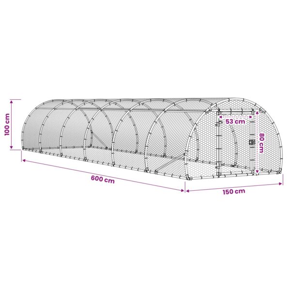 vidaXL Kurník pre kurčatá Strieborná 600 x 150 x 100 cm – Obrázok 8