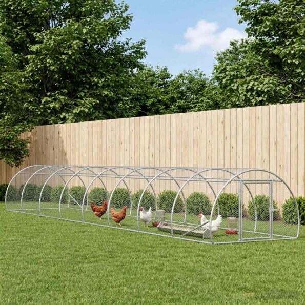 vidaXL Kurník pre kurčatá Strieborná 800 x 150 x 100 cm – Obrázok 9