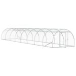 vidaXL Kurník pre kurčatá Strieborná 800 x 150 x 100 cm – Obrázok 2
