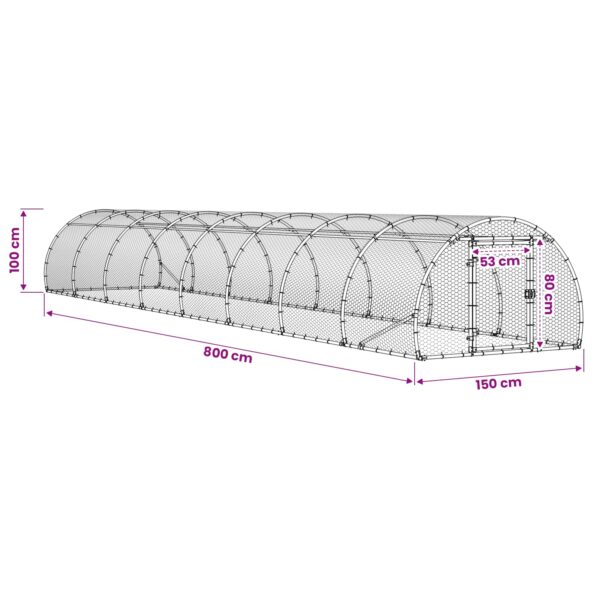 vidaXL Kurník pre kurčatá Strieborná 800 x 150 x 100 cm – Obrázok 8