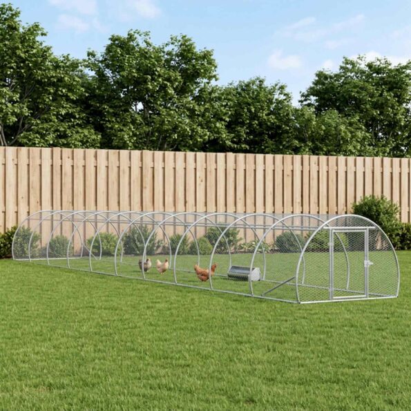 vidaXL Kurník pre kurčatá Strieborná 1000 x 150 x 100 cm – Obrázok 9