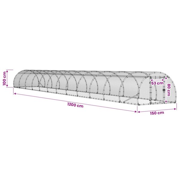vidaXL Kurník pre kurčatá Strieborná 1200 x 150 x 100 cm – Obrázok 8