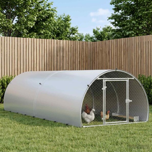 vidaXL Kurník pre kurčatá Strieborná 400 x 150 x 100 cm – Obrázok 10