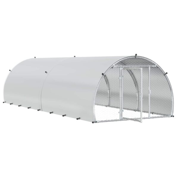 vidaXL Kurník pre kurčatá Strieborná 400 x 150 x 100 cm – Obrázok 2