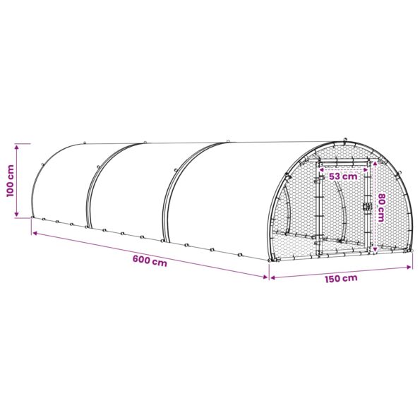 vidaXL Kurník pre kurčatá Strieborná 600 x 150 x 100 cm – Obrázok 9