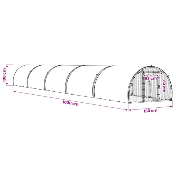 vidaXL Kurník pre kurčatá Strieborná 1000 x 150 x 100 cm – Obrázok 9