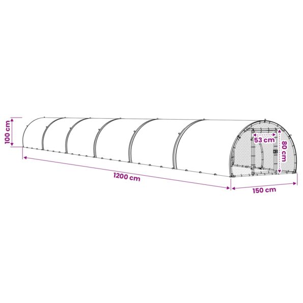 vidaXL Kurník pre kurčatá Strieborná 1200 x 150 x 100 cm – Obrázok 9