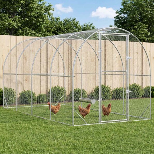 vidaXL Kurník pre kurčatá Strieborná 400 x 200 x 200 cm – Obrázok 9