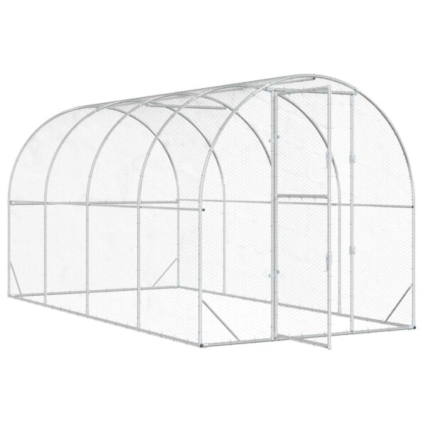 vidaXL Kurník pre kurčatá Strieborná 400 x 200 x 200 cm – Obrázok 2