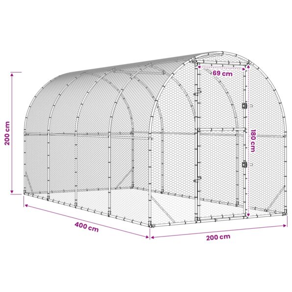 vidaXL Kurník pre kurčatá Strieborná 400 x 200 x 200 cm – Obrázok 8