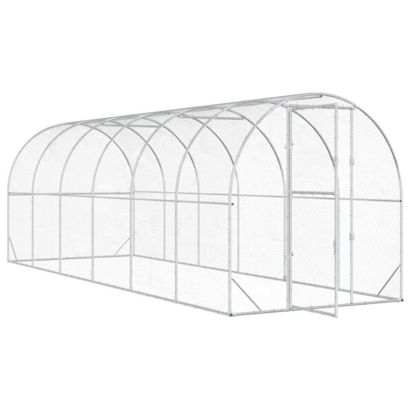 vidaXL Kurník pre kurčatá Strieborná 600 x 200 x 200 cm – Obrázok 2