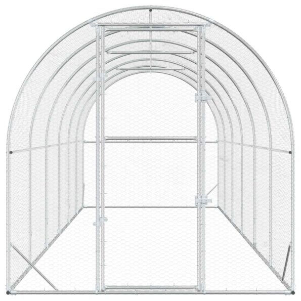 vidaXL Kurník pre kurčatá Strieborná 600 x 200 x 200 cm – Obrázok 3