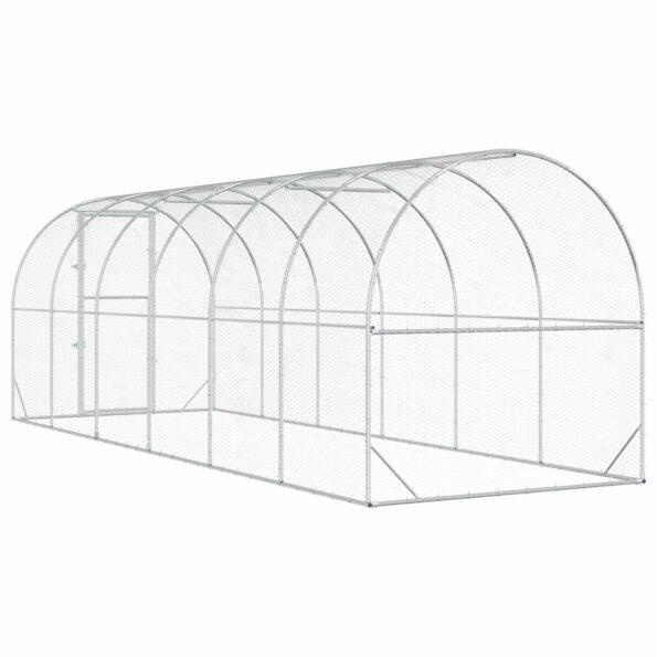 vidaXL Kurník pre kurčatá Strieborná 600 x 200 x 200 cm – Obrázok 5