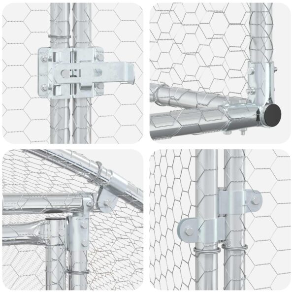 vidaXL Kurník pre kurčatá Strieborná 600 x 200 x 200 cm – Obrázok 6
