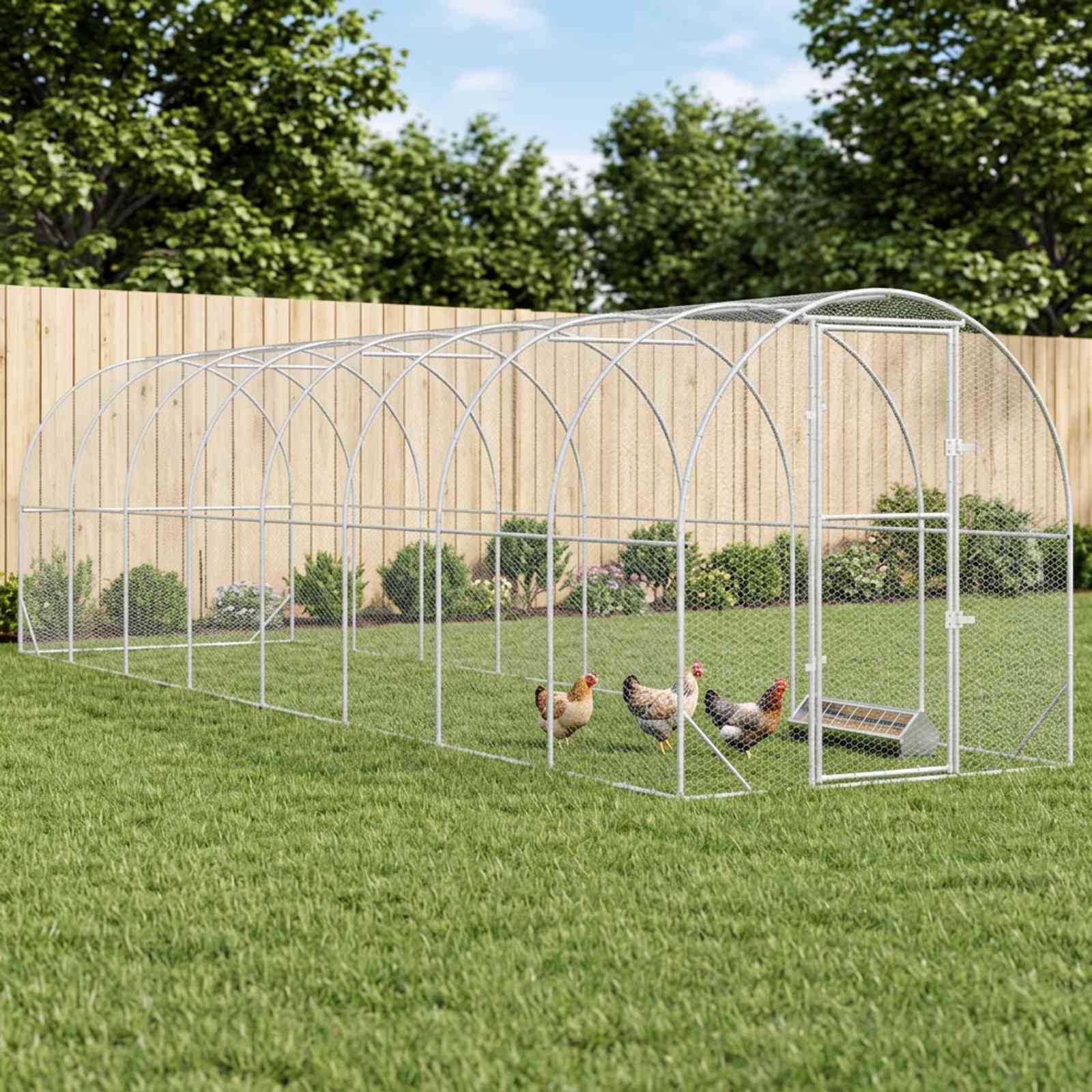 3434678_1.jpg vidaXL Kurník pre kurčatá Strieborná 800 x 200 x 200 cm – Obrázok 1