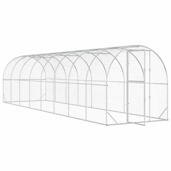 vidaXL Kurník pre kurčatá Strieborná 800 x 200 x 200 cm – Obrázok 2