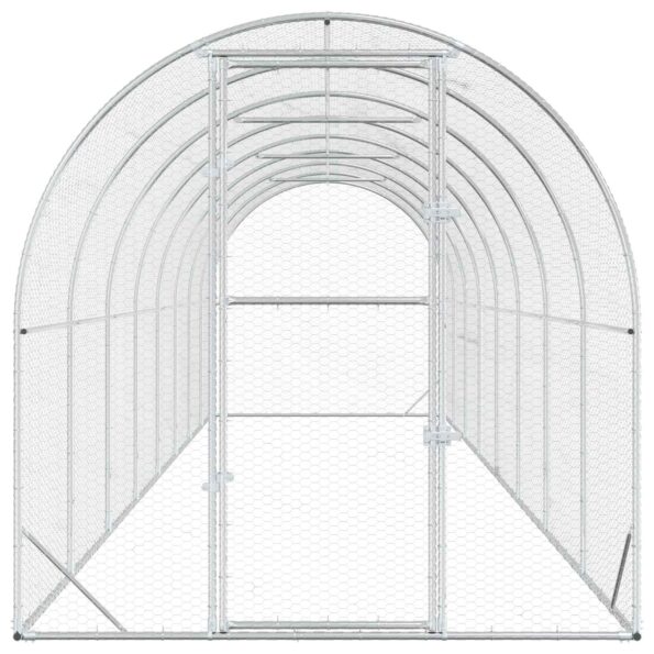 vidaXL Kurník pre kurčatá Strieborná 800 x 200 x 200 cm – Obrázok 3
