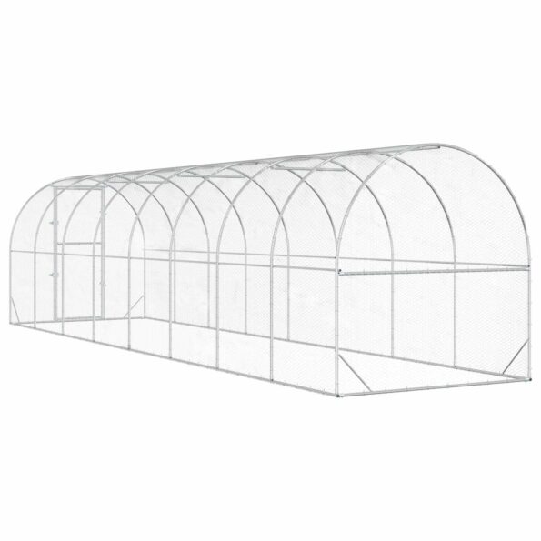 vidaXL Kurník pre kurčatá Strieborná 800 x 200 x 200 cm – Obrázok 5