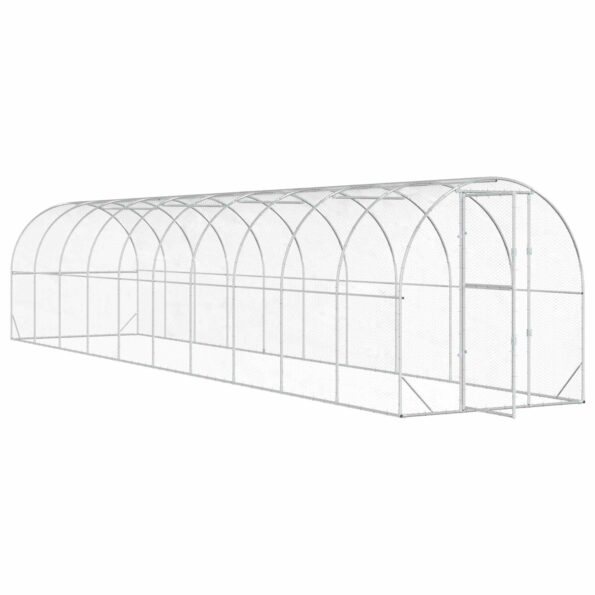 vidaXL Kurník pre kurčatá Strieborná 1000 x 200 x 200 cm – Obrázok 2