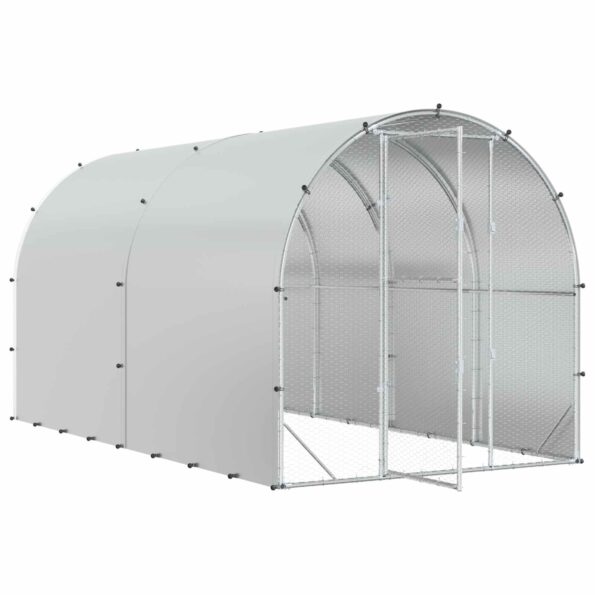 vidaXL Kurník pre kurčatá Strieborná 400 x 200 x 200 cm – Obrázok 2