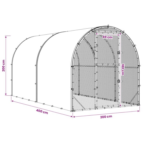 vidaXL Kurník pre kurčatá Strieborná 400 x 200 x 200 cm – Obrázok 9